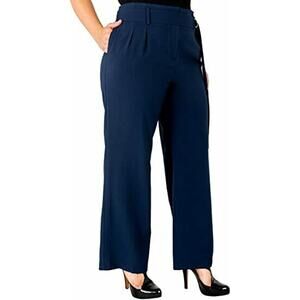 Standard & Practices Blue Straight Leg Dress Pants High Rise Dark Wash Blue 20